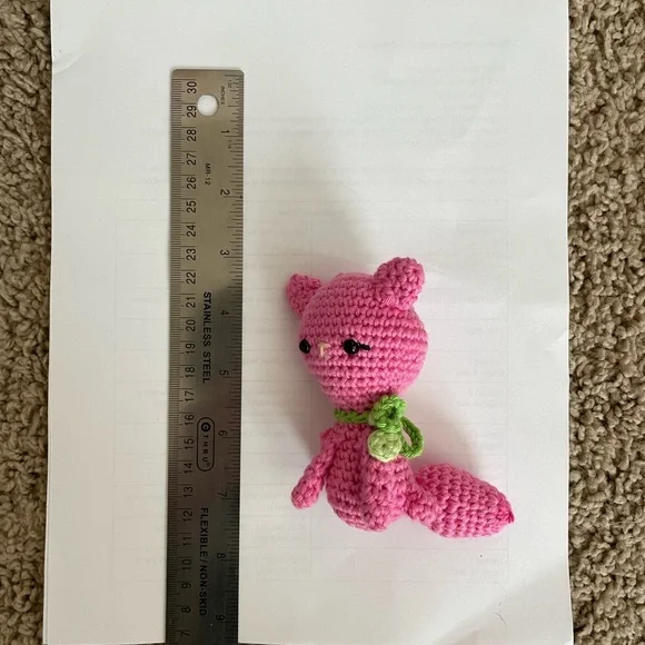 Handmade, Crocheted Strawberry Shortcake Doll with Custard the Cat - Picture 8 of 10